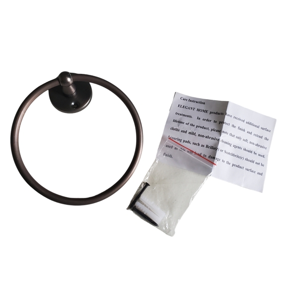 NEW Elegant Home Classic Towel Ring For Bathroom Wall Metal Oil Rubbed Bronze - Picture 3 of 9